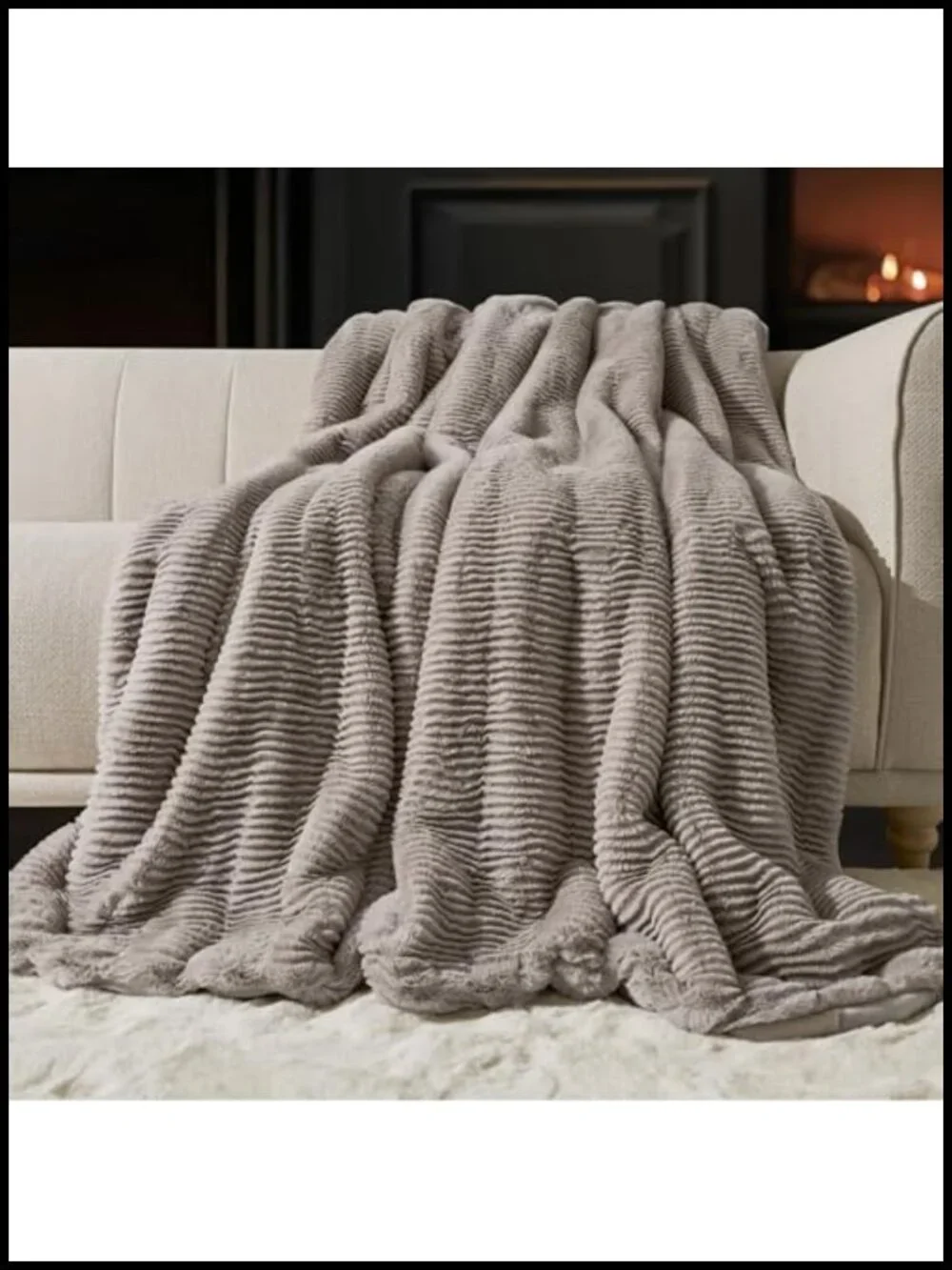 60x80 Faux Rabbit Fur Throw Blanket Ultra Soft Plush Warm Throws for Bed Couch